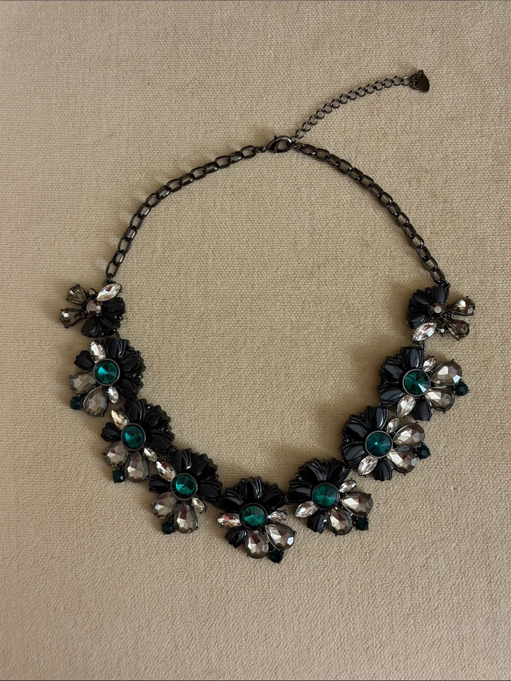 Emerald & Black Floral Statement Necklace - Women Jewelry